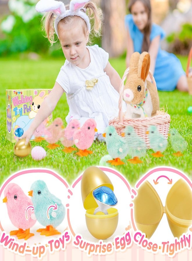 Tagitary Plush Easter Bunny Toys for Kids,Hopping Interactive Rabbit with Leash,Golden Egg,and Wind Up Toys,That Making Sounds,Wiggling Ears,Twitching Nose,Easter Basket Stuffers Gift for Toddlers - Image 4